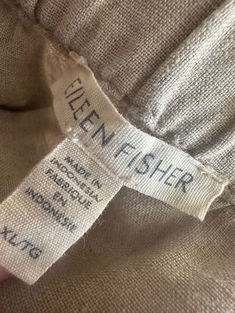 Eileen Fisher Skirt Size XL Beige Tan A-Line Elastic Waistband 100%Organic Linen - Picture 4 of 7